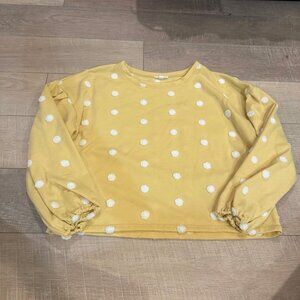 BLU PEPPER WOMENS YELLOW WHITE POLKA DOT SWEATSHIRT MEDIUM